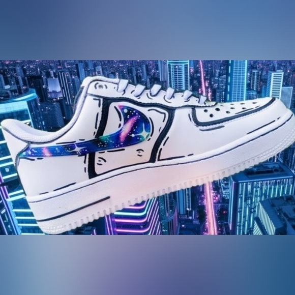 Custom Nike Air Force 1 '07 Galaxy Drip – Hand Painted – Men’s – One of a Kind - Picture 5 of 12